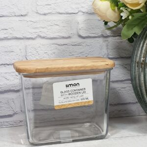 لیمون ظرف شیشه ای مستطیل920درب چوبی